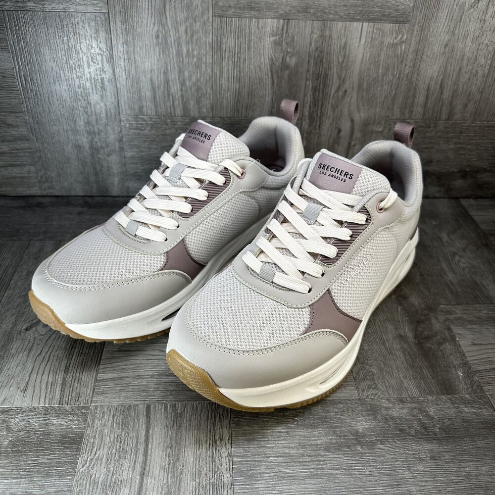 Skechers Light Gray and Mauve Platform Sneakers - Air-Cushion Sole - Picture 3 of 9